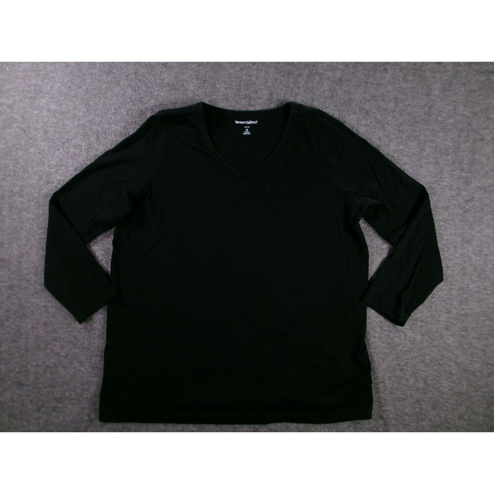Woman Within Top Women Medium Black Base Layer Capsule Tee Casual Everyday